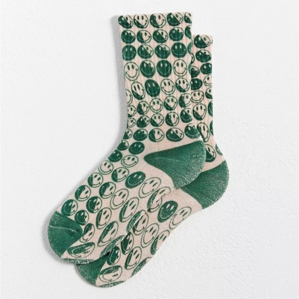 New🌟Happy Face Gradient Print Crew Sock